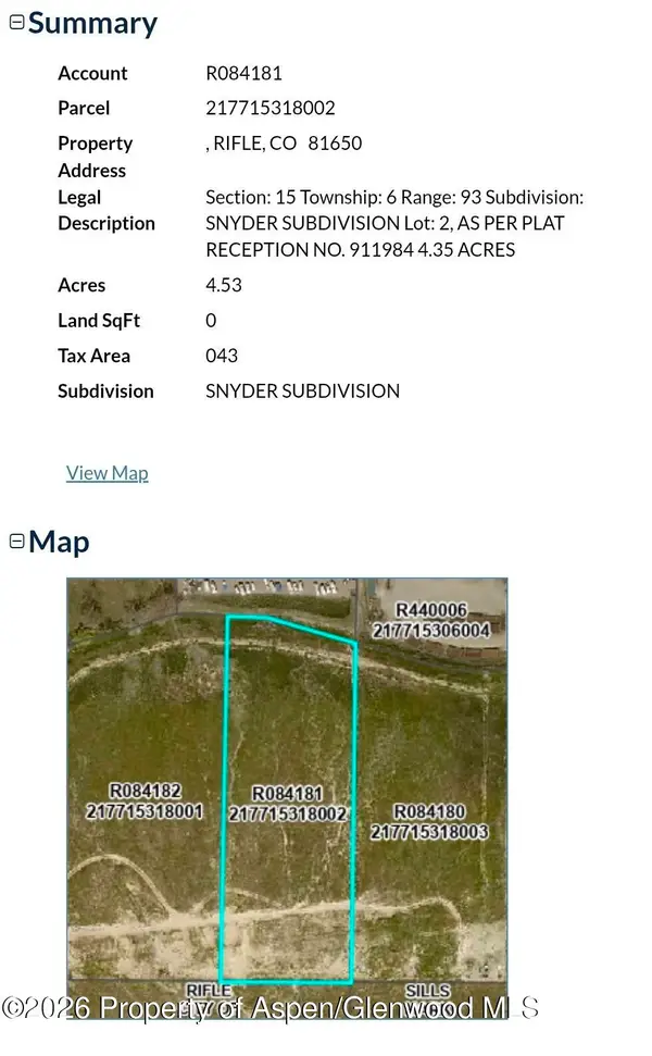 Tbd Snyder Subdivision, Rifle, CO 81650