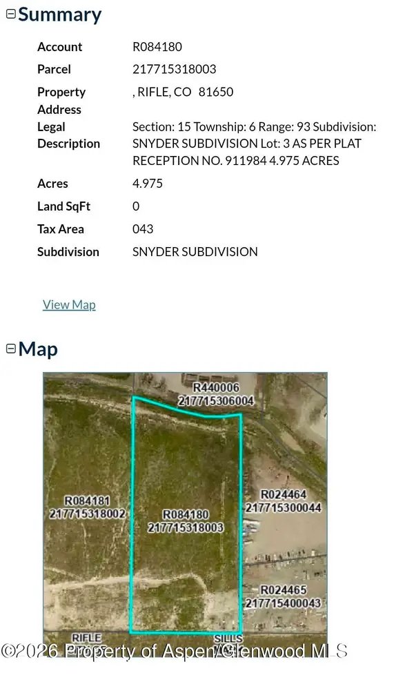 Tbd Snyder Subdivision, Rifle, CO 81650