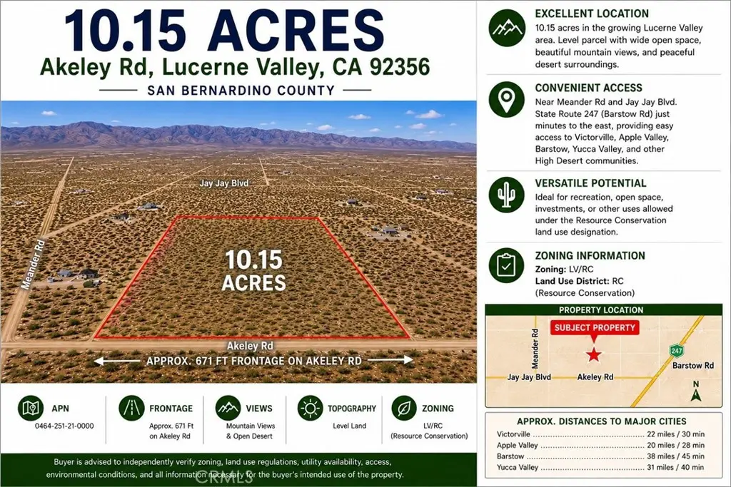 0 Akeley Road, Lucerne Valley, CA 92356 - #1