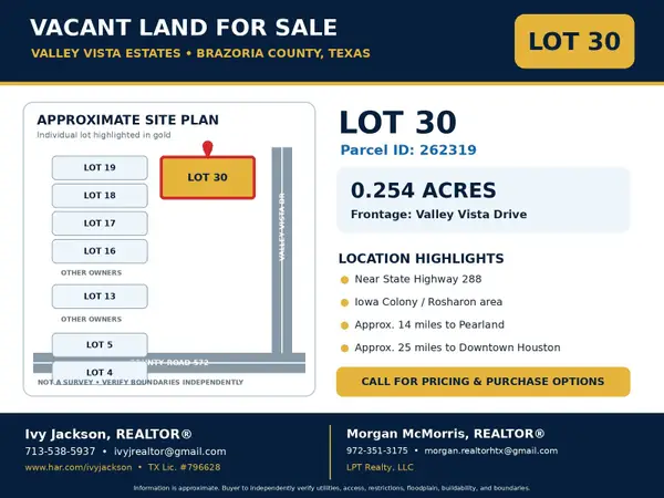 Lot 30 Valley Vista Drive, Rosharon, TX 77583