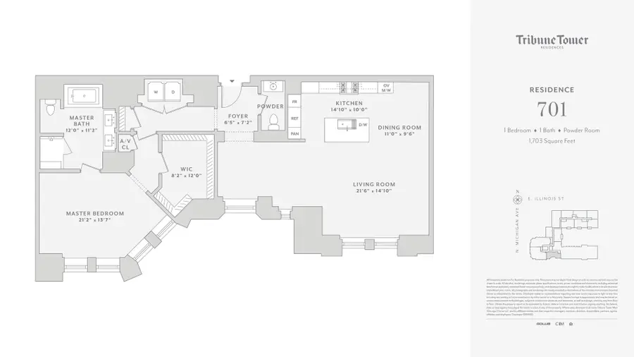 435 N Michigan Avenue #701, Chicago, IL 60611 - #2