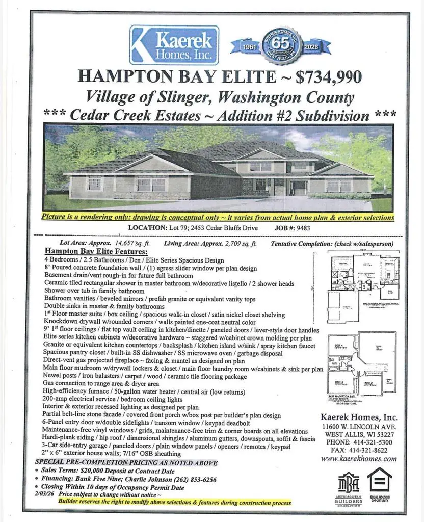 2453 Cedar Bluffs DRIVE, Slinger, WI 53086 - #2