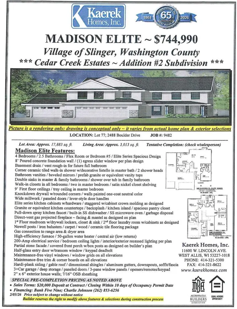 2488 Boulder DRIVE, Slinger, WI 53086 - #2